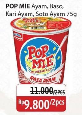 Promo Harga Indomie Pop Mie Instan Ayam, Baso, Kari Ayam, Soto Ayam 75 gr - Alfamidi