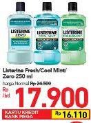 Promo Harga LISTERINE Mouthwash Antiseptic Fresh Burst, Cool Mint, Multi Protect Zero 250 ml - Carrefour