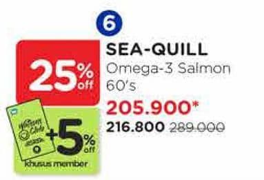 Promo Harga Sea Quill Omega 3 Salmon 60 pcs - Watsons