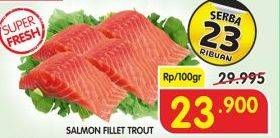 Promo Harga Salmon Fillet Trout per 100 gr - Superindo