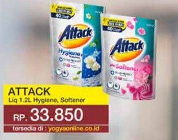 Promo Harga Attack Detergent Liquid Hygiene Plus Protection, Plus Softener 1200 ml - Yogya