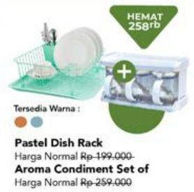 Promo Harga Pastel Dish Rack + Aroma Condiment Set Of  - Carrefour