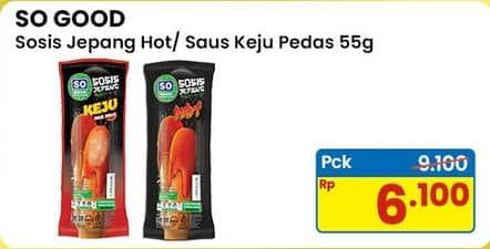 Promo Harga So Good Sosis Jepang Hot, Keju Saus Pedas 55 gr - Indomaret