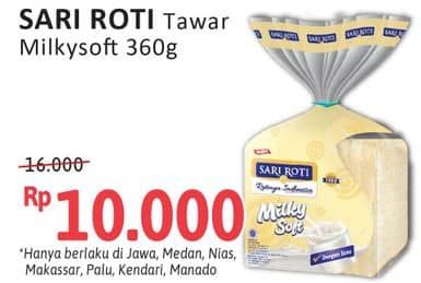 Promo Harga Sari Roti Roti Tawar Milky Soft 360 gr - Alfamidi