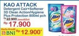 Promo Harga ATTACK Detergent Liquid Hygiene Plus Protection, Plus Softener 800 ml - Indomaret