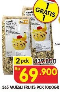 Promo Harga 365 Muesli Buah per 2 pouch 1000 gr - Superindo