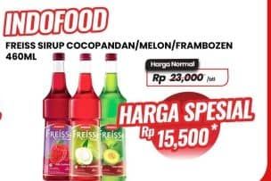 Promo Harga Freiss Syrup Cocopandan, Frambozen, Melon 500 ml - Carrefour