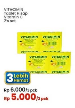 Promo Harga Vitacimin Vitamin C - 500mg Sweetlets (Tablet Hisap) 2 pcs - Indomaret