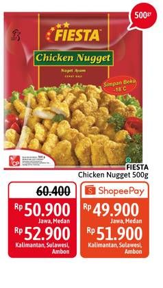 Promo Harga FIESTA Naget Chicken Nugget 500 gr - Alfamidi