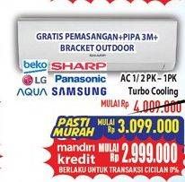 Promo Harga Sharp, Beko, LG, Panasonic, Aqua, Samsung AC 1/2 PK - 1 PK Turbo Coolig   - Hypermart
