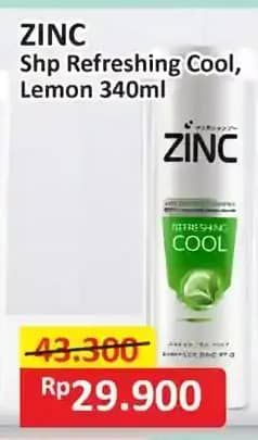 Promo Harga Zinc Shampoo Refreshing Cool, Active Fresh Lemon 340 ml - Alfamart