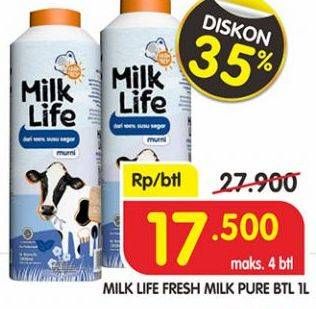 Promo Harga MILK LIFE Fresh Milk Pure 1 ltr - Superindo