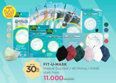 Promo Harga FIT-U-MASK Masker Duckbill 3D, Prime 4D, KN95 2 pcs - Watsons