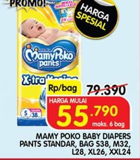 Promo Harga Mamy Poko Pants Xtra Kering L28, M32, S38, XL26, XXL24 24 pcs - Superindo