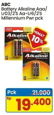 Promo Harga ABC Battery Alkaline LR03/AAA, LR6/AA 2 pcs - Indomaret