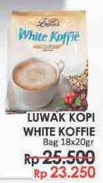 Promo Harga Luwak White Koffie per 18 sachet 20 gr - LotteMart