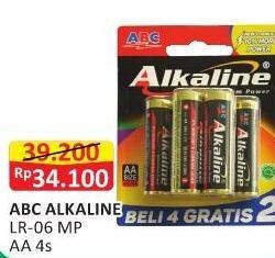 Promo Harga ABC Battery Alkaline LR6/AA 4 pcs - Alfamart