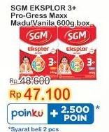 Promo Harga SGM Eksplor 3+ Susu Pertumbuhan Kecuali Madu, Kecuali Vanila 600 gr - Indomaret