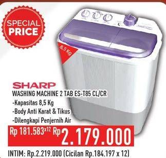 Promo Harga SHARP Washing Machine Twin Tub ES T85CL CR-V  - Hypermart