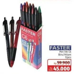 Promo Harga FASTER Pen Ink FA6 Hitam, Biru 12 pcs - Lotte Grosir