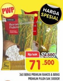 Promo Harga 365 Beras Premium Pulen 5000 gr - Superindo