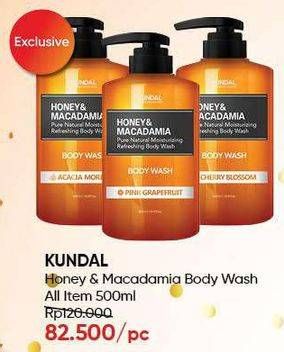 Promo Harga KUNDAL Honey & Macadamia Pure Natural Moisturizing Refreshing Body Wash All Variants 500 ml - Guardian