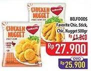 Promo Harga Belfoods Nugget Chicken Nugget Stick, Chicken Nugget 500 gr - Hypermart