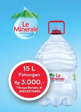 Promo Harga LE MINERALE Air Mineral 15 ltr - Hypermart