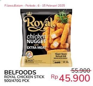 Promo Harga Belfoods Royal Nugget Chicken Nugget Stick 500 gr - Indomaret