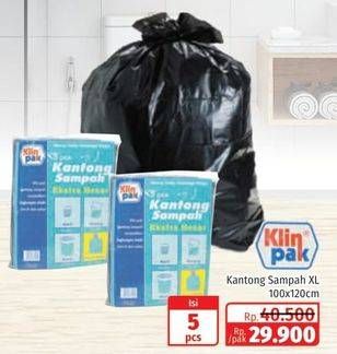 Promo Harga KLINPAK Kantong Sampah 100 X 120 Cm 5 pcs - Lotte Grosir