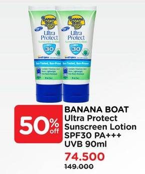 Promo Harga BANANA BOAT Ultra Protect Sunscreen Lotion SPF30 90 ml - Watsons