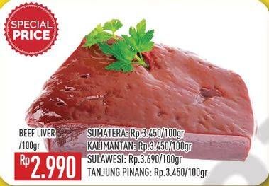 Promo Harga Beef Liver (Hati Sapi) per 100 gr - Hypermart