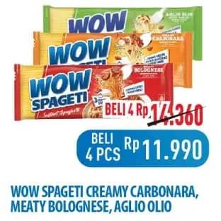 Promo Harga WOW Spageti Cream Carbonara, Meaty Bolognese, Aglio Olio 75 gr - Hypermart