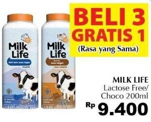 Promo Harga MILK LIFE Fresh Milk Bebas Laktosa, Cokelat 200 ml - Giant