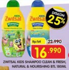 Promo Harga Zwitsal Kids Shampoo Clean Fresh Blue, Natural Nourishing Care 180 ml - Superindo