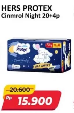 Promo Harga Hers Protex Comfort Night Wing 30cm 24 pcs - Alfamart