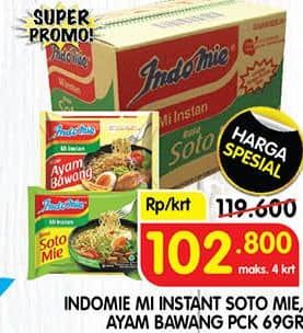 Promo Harga Indomie Mi Kuah Soto Mie, Ayam Bawang per 40 pcs 69 gr - Superindo