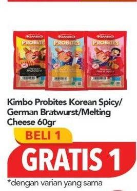 Promo Harga KIMBO Probites Korean Hot Spicy, Original German Bratwurst, New York Melting Cheese 1 pcs - Carrefour