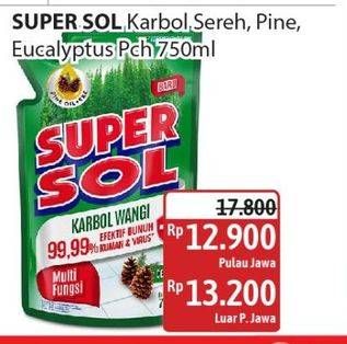 Promo Harga Supersol Karbol Wangi Eucalyptus, Sereh, Pine 800 ml - Alfamidi
