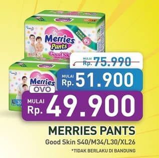 Promo Harga Merries Pants Good Skin S40, M34, L30, XL26 26 pcs - Hypermart