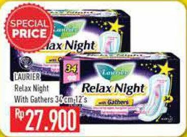 Promo Harga Laurier Relax Night Gathers 34cm 12 pcs - Hypermart