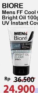 Promo Harga Biore Mens Facial Foam Bright Oil Clear, Double Scrub Cool Oil Clear, White Energy 100 ml - Alfamart