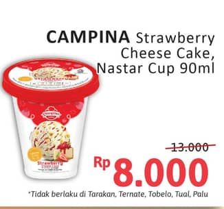 Promo Harga Campina Ice Cream Cake Series Nastar, Strawberry Cheese Cake 90 ml - Alfamidi