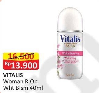Promo Harga VITALIS Fragranced Deodorant Roll On White Blossom 40 ml - Alfamart