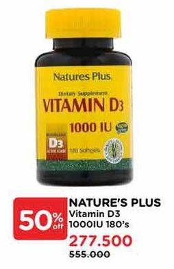 Promo Harga Natures Plus Vitamin D3 1000IU 180 pcs - Watsons