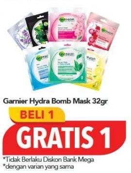 Promo Harga GARNIER Mask Hydra Bomb Aloe Vera Jelly Mask, Hydra Bomb Grape Seed Mask, Hydra Bomb Green Tea Mask, Hydra Bomb Night Mask, Hydra Bomb Pomegranate Mask 32 gr - Carrefour