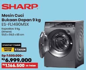 Promo Harga Sharp ES-FL1490MSX | Mesin Cuci Front Load 9 Kg  - COURTS