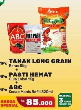 TANAK Long Grain + PASTI HEMAT Gula Lokal + ABC Kecap Manis