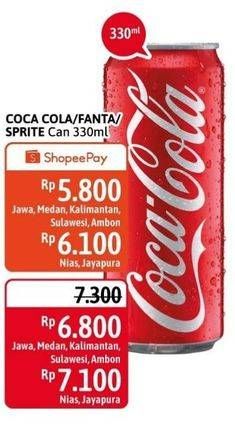 Promo Harga Coca Cola/Fanta/Sprite Can 330ml   - Alfamidi