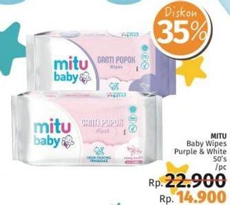 Promo Harga MITU Baby Wipes Purple, White 50 pcs - LotteMart